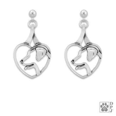 Sterling Silver Labrador Retriever Heart Earrings - Image 2