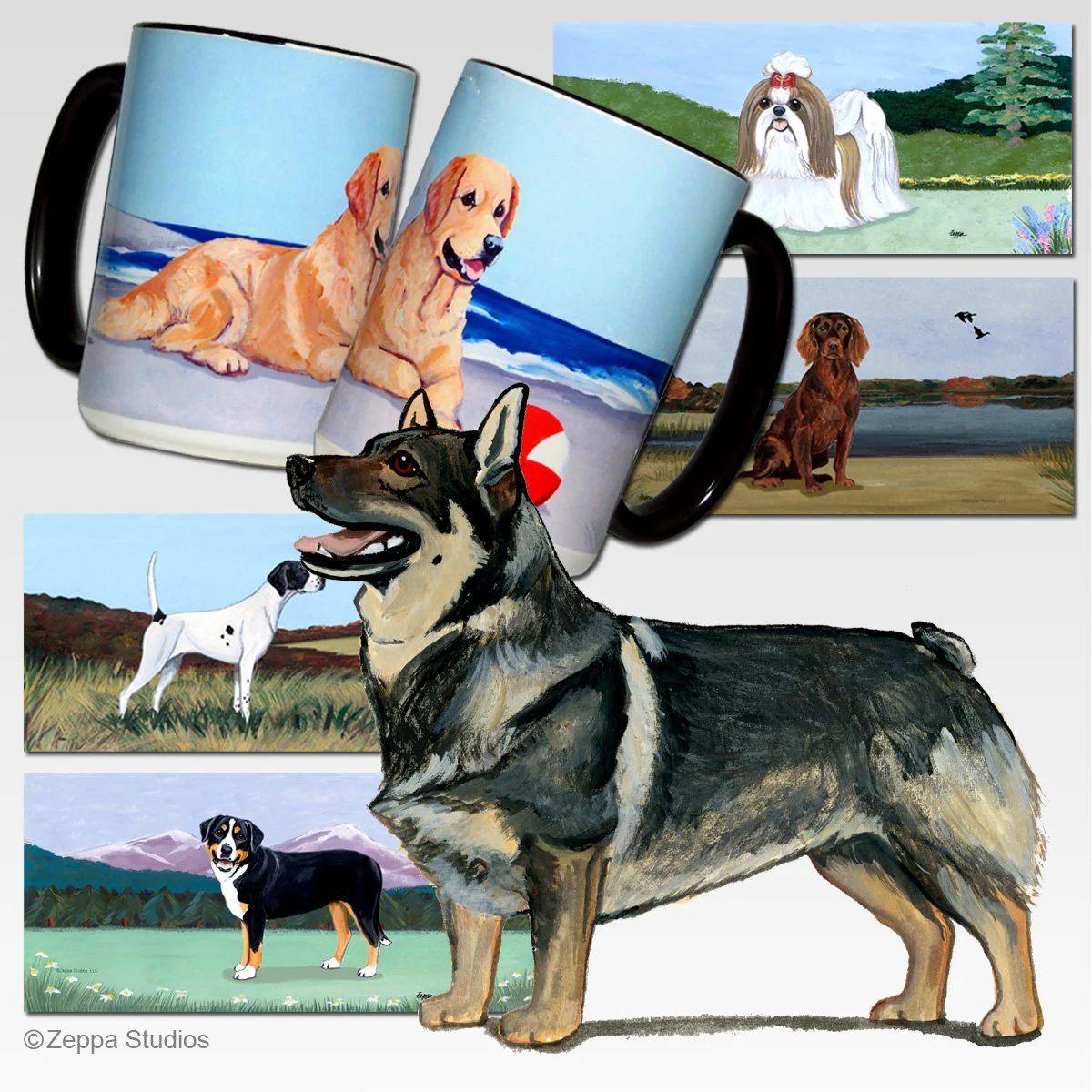 Swedish Vallhund Scenic Square Coaster