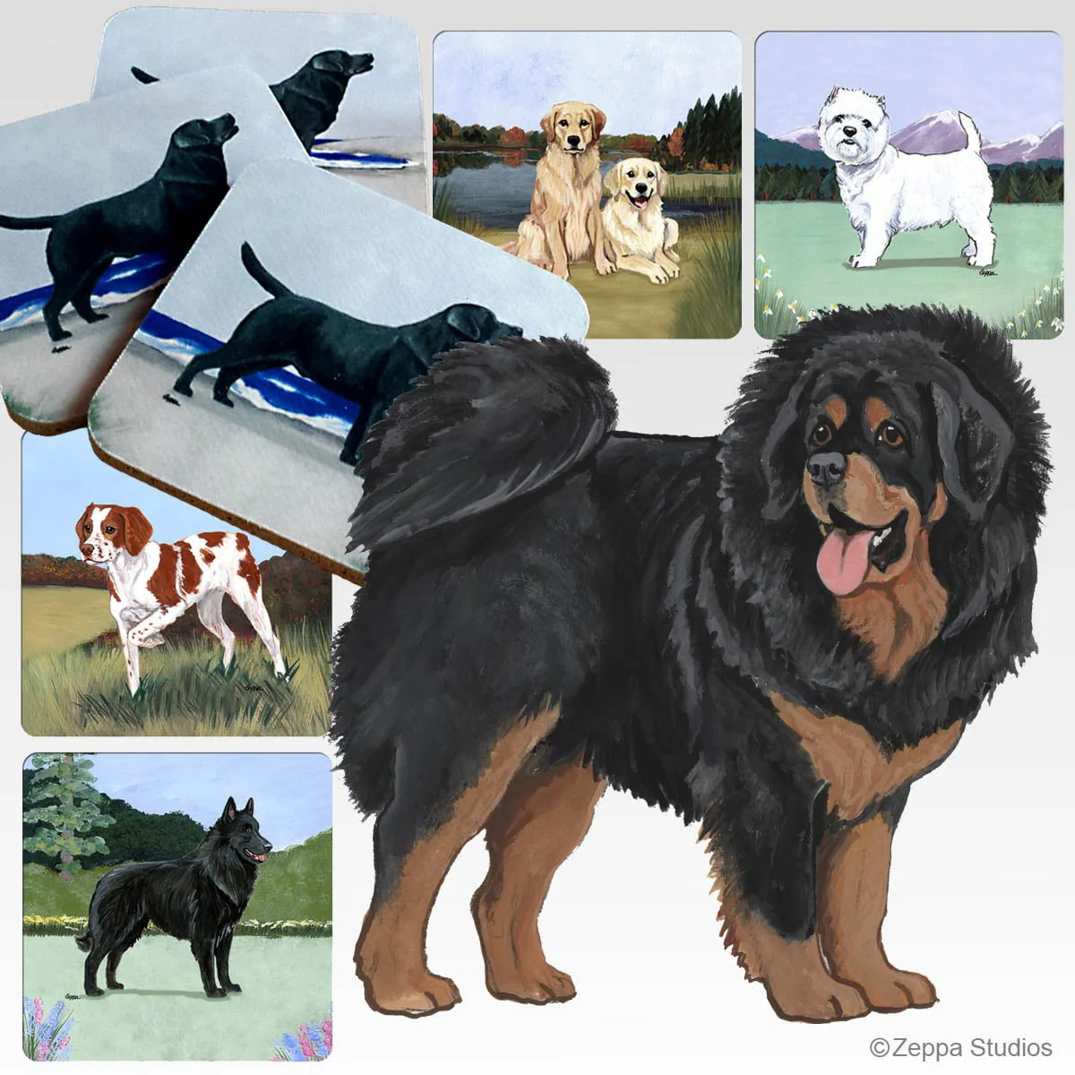Tibetan Mastiff Scenic Square Coaster