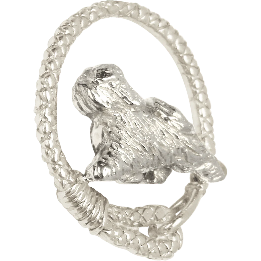 Tibetan Terrier in Solid Sterling Silver Leash Pendant - Image 2
