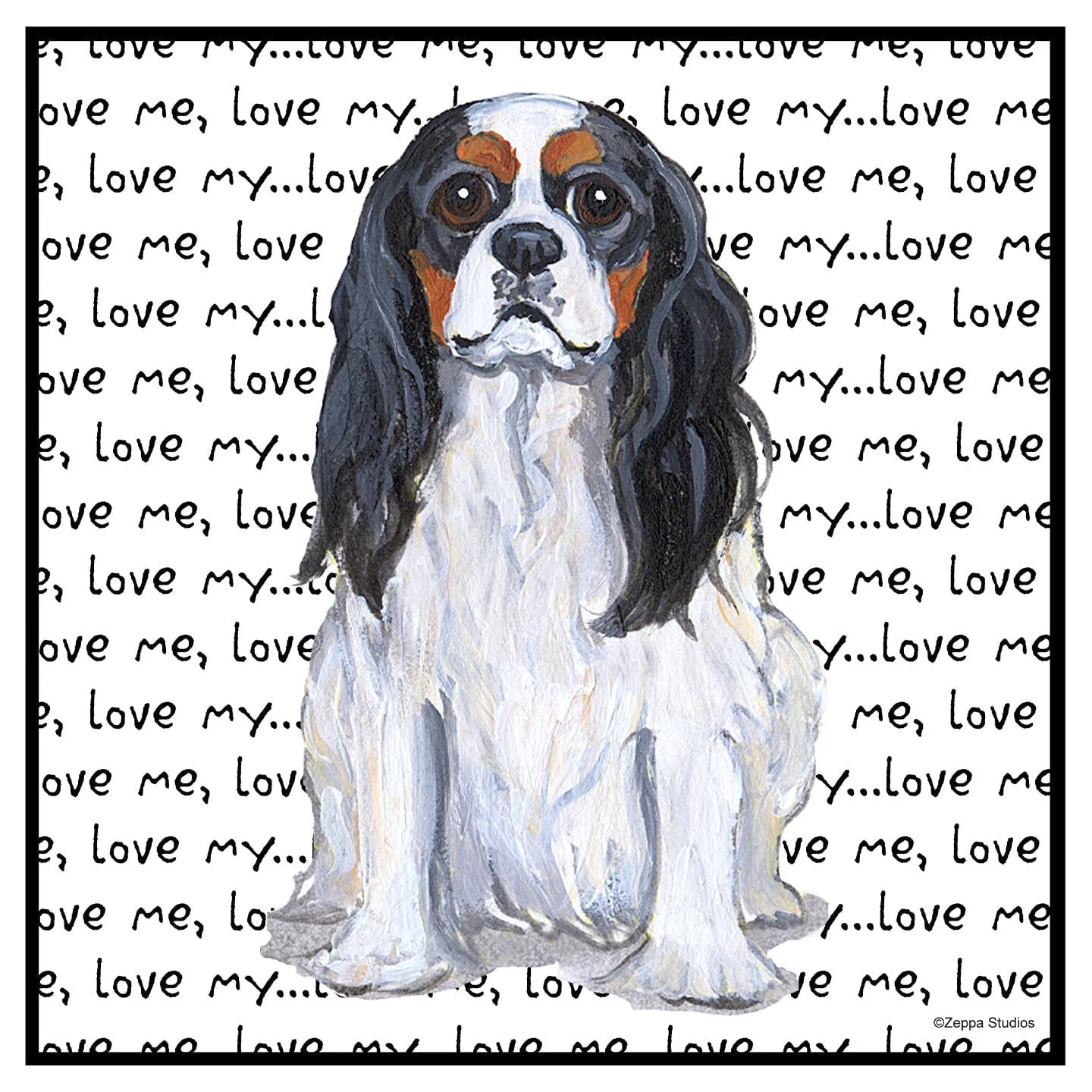 Tri-Color Cavalier King Charles Spaniel Love Text - Women's V-Neck T-Shirt - Image 2