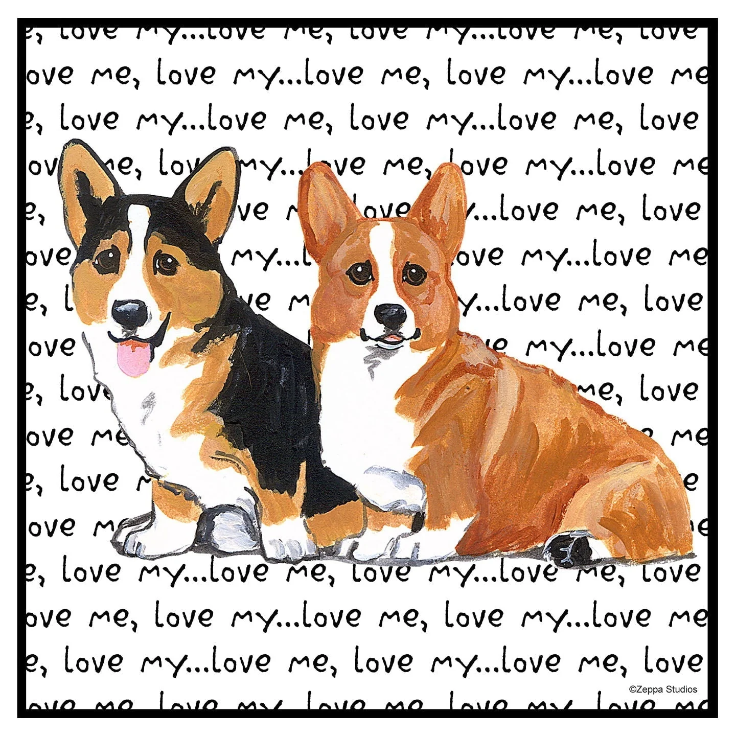 Two Corgi Love Text - Women's V-Neck T-Shirt - Image 2
