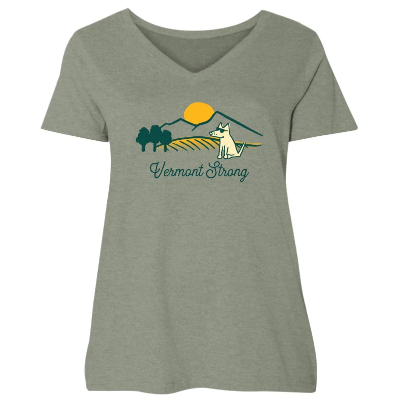 Vermont Strong - Ladies Curvy V-Neck Tee