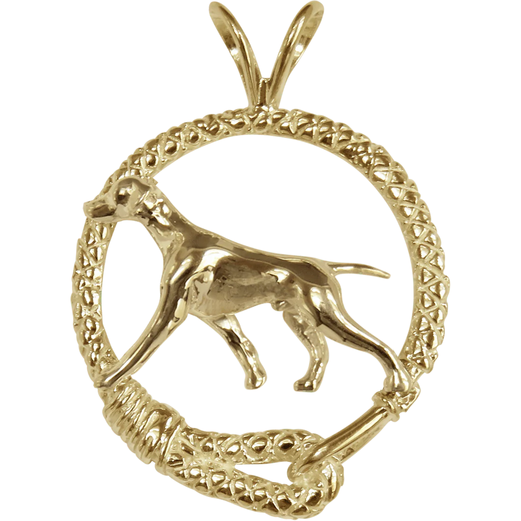 Solid 14K Gold Vizsla Leash Pendant