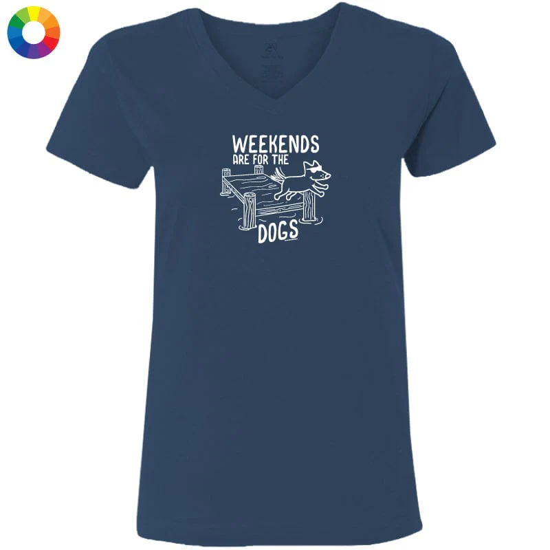 Weekends are for the Dogs - Ladies T-Shirt V-Neck - Image 3