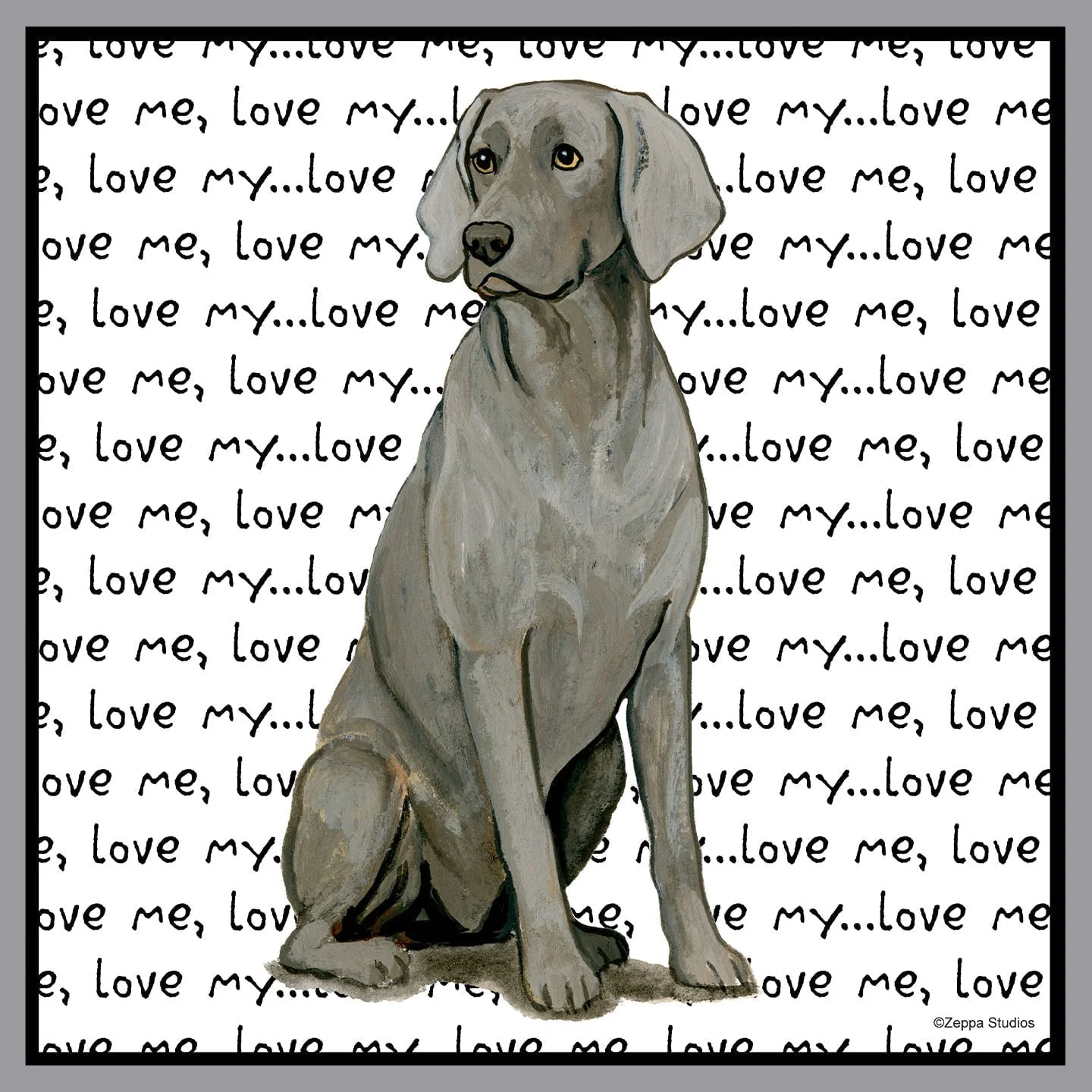 Weimaraner Love Text - Adult Unisex Crewneck Sweatshirt - Image 2