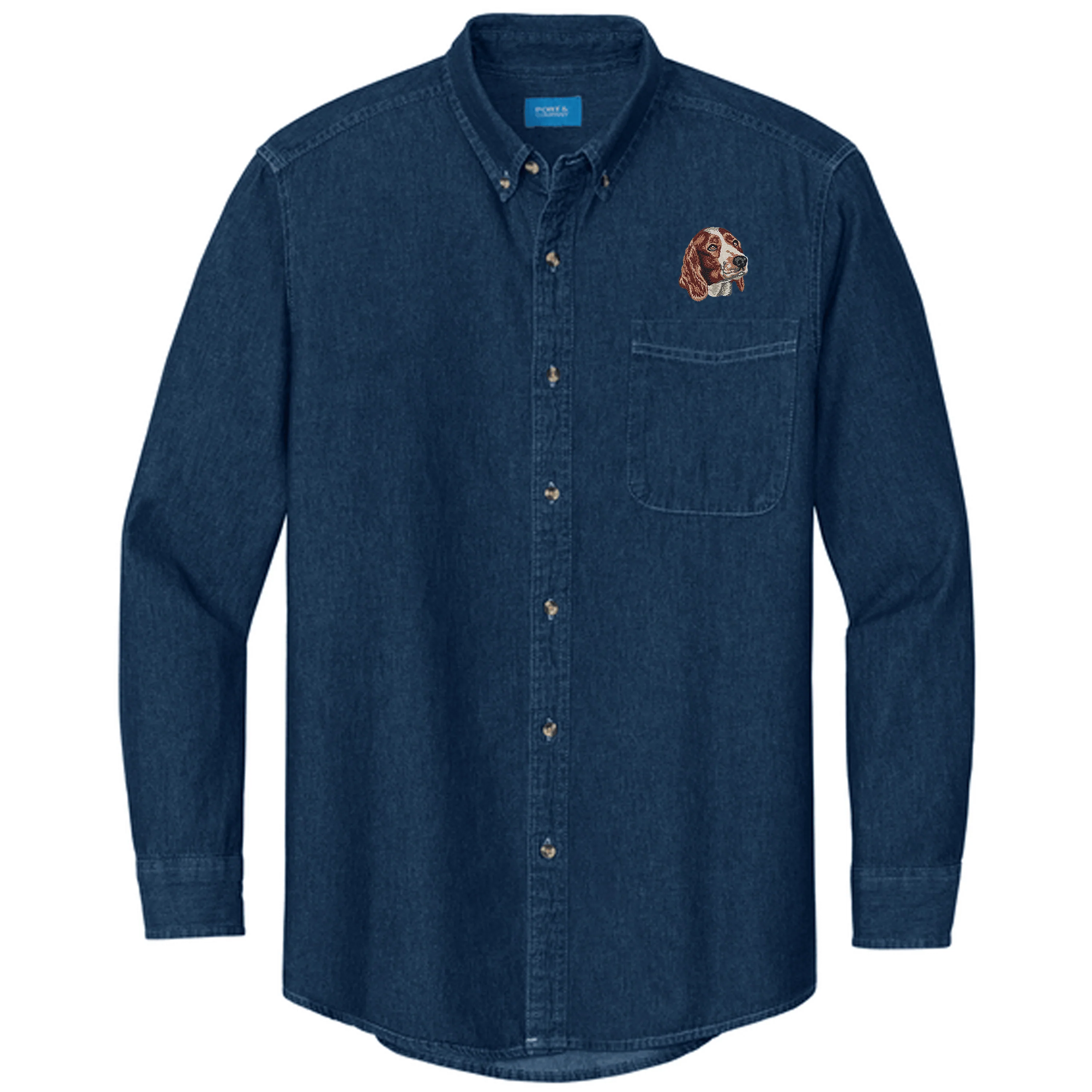 Welsh Springer Spaniel Embroidered Men's Denim Shirt - Image 3
