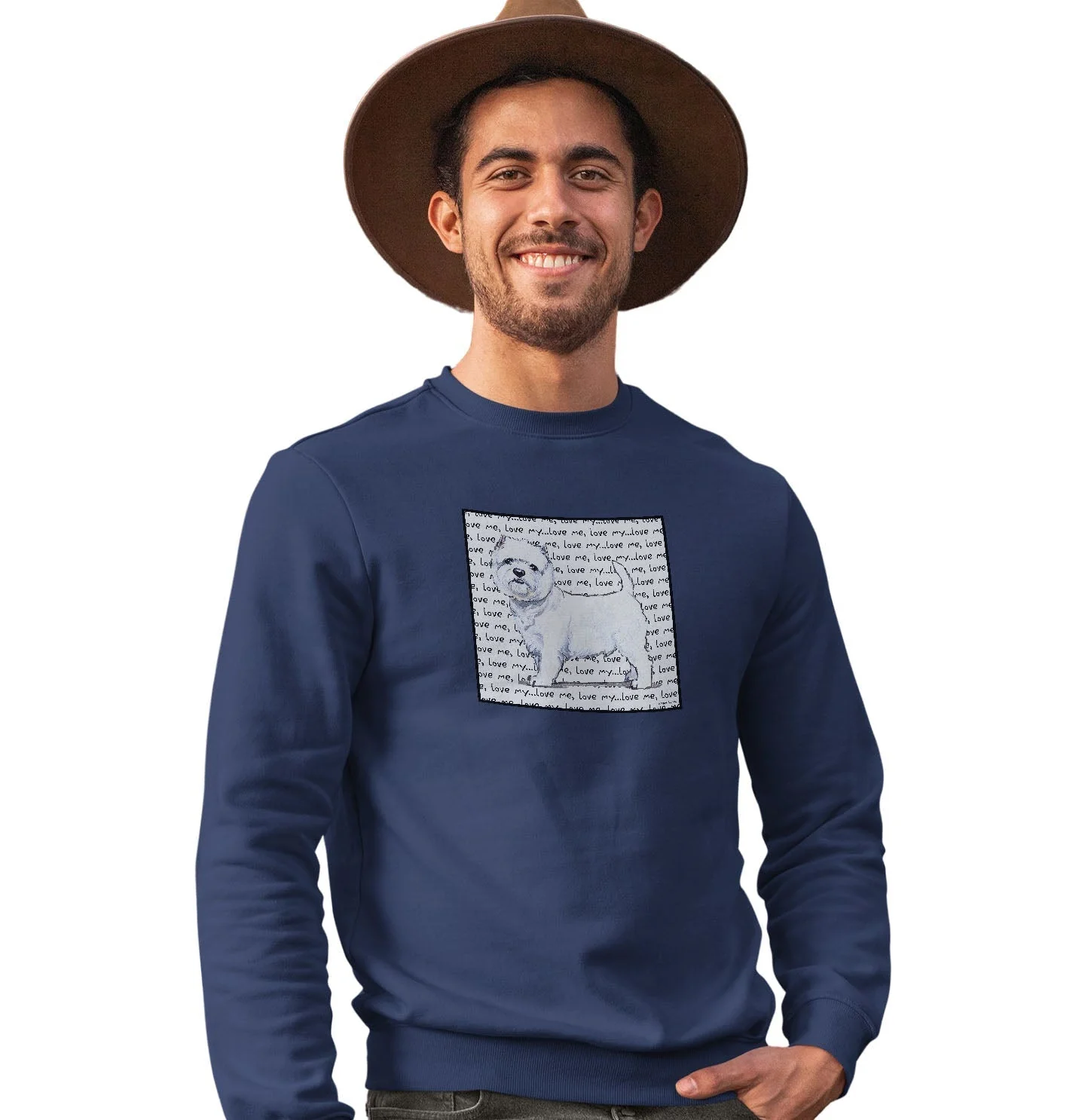 West Highland White Terrier Love Text - Adult Unisex Crewneck Sweatshirt
