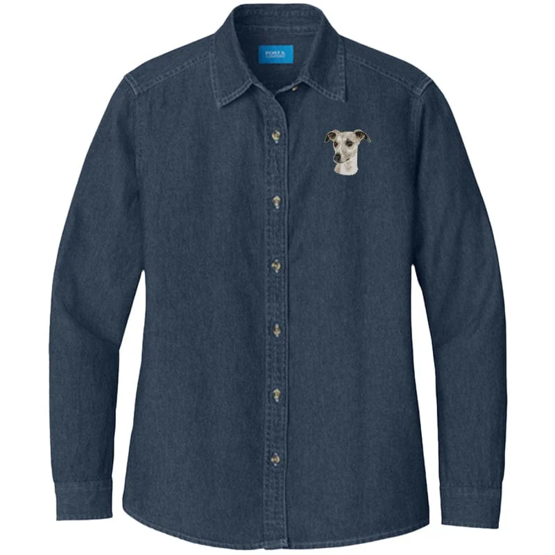Whippet Embroidered Women's Denim Shirt - Image 2