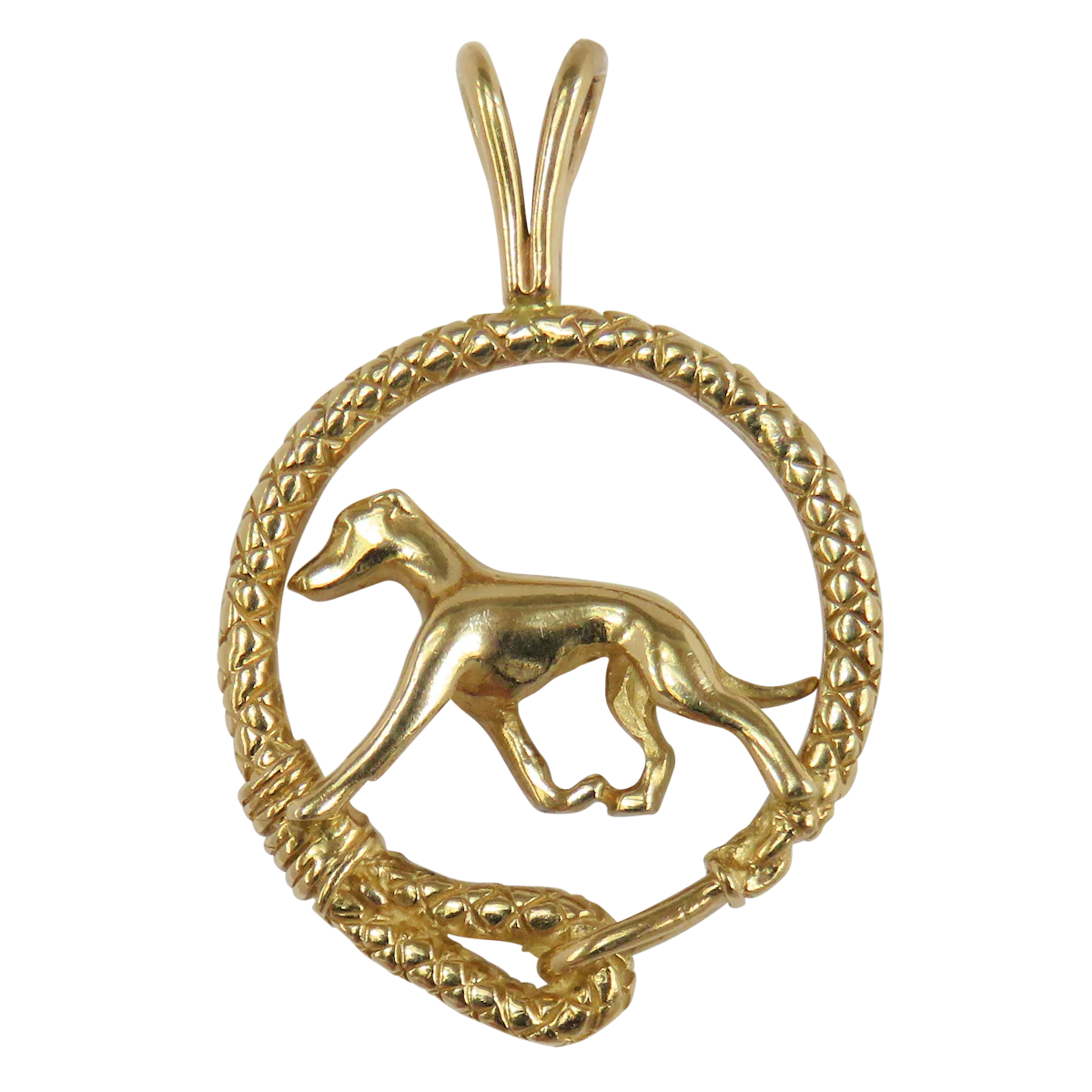 Solid 14K Gold Whippet Leash Pendant