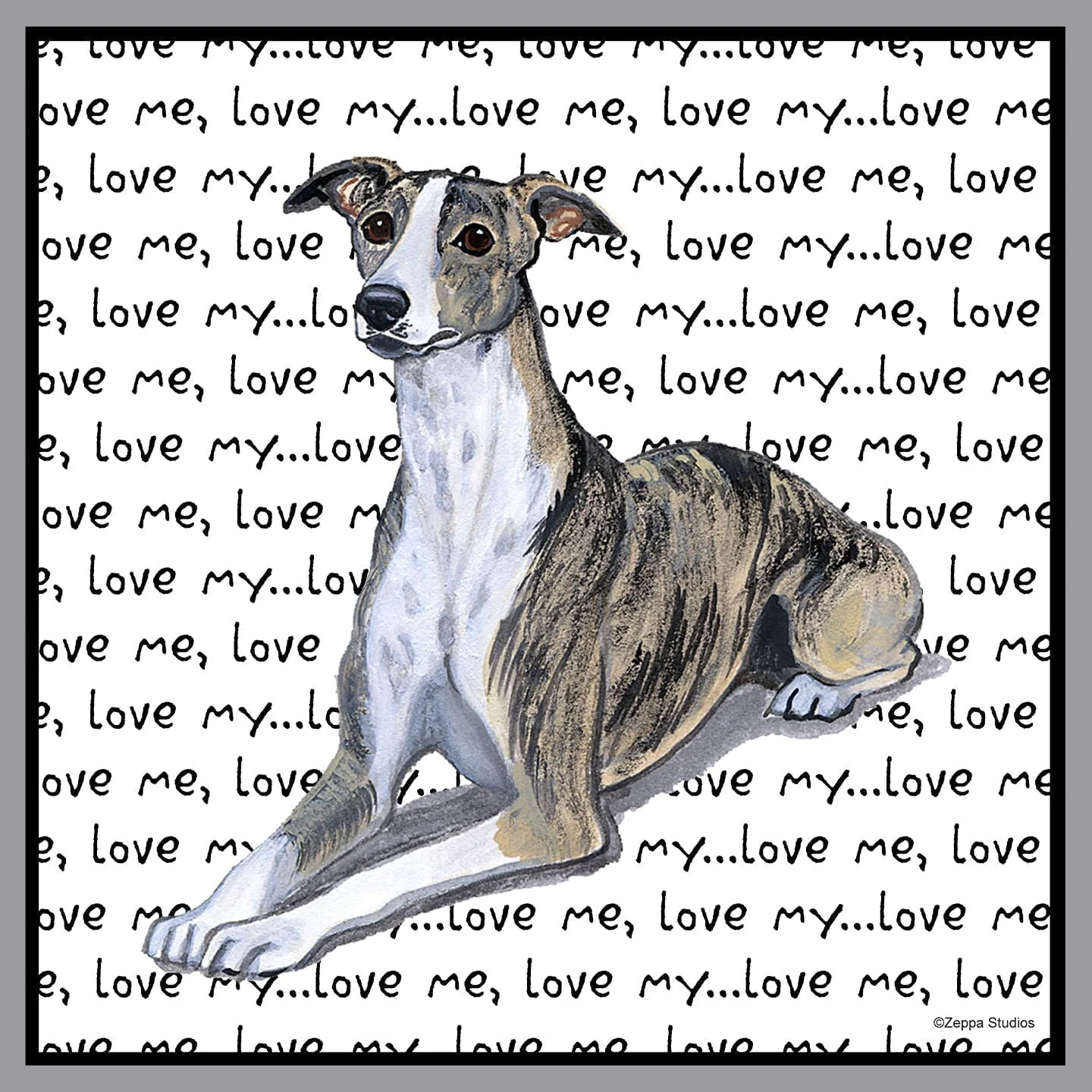Whippet Love Text - Adult Unisex Crewneck Sweatshirt - Image 2