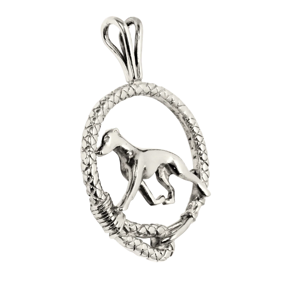 Whippet in Solid Sterling Silver Leash Pendant - Image 2