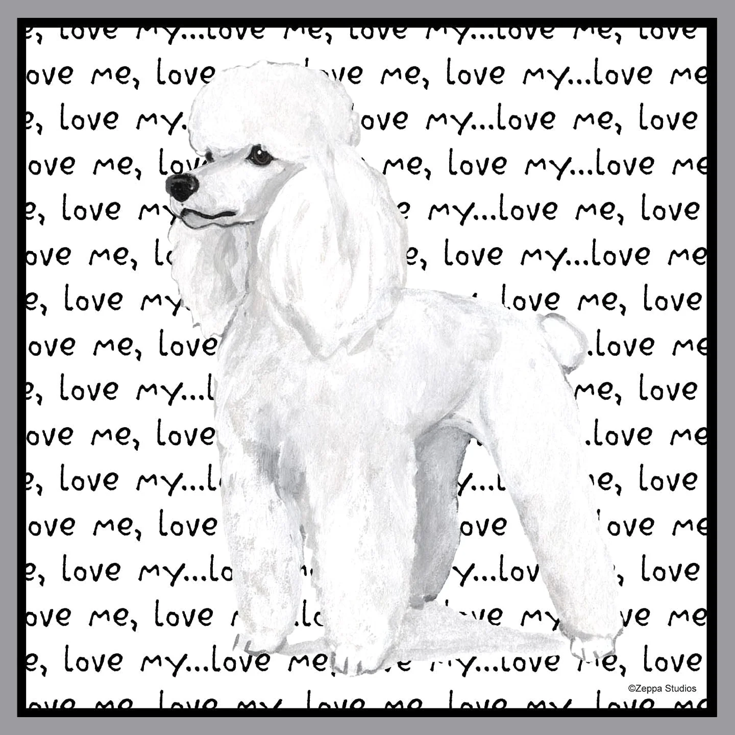 White Poodle Love Text - Adult Unisex Crewneck Sweatshirt - Image 2