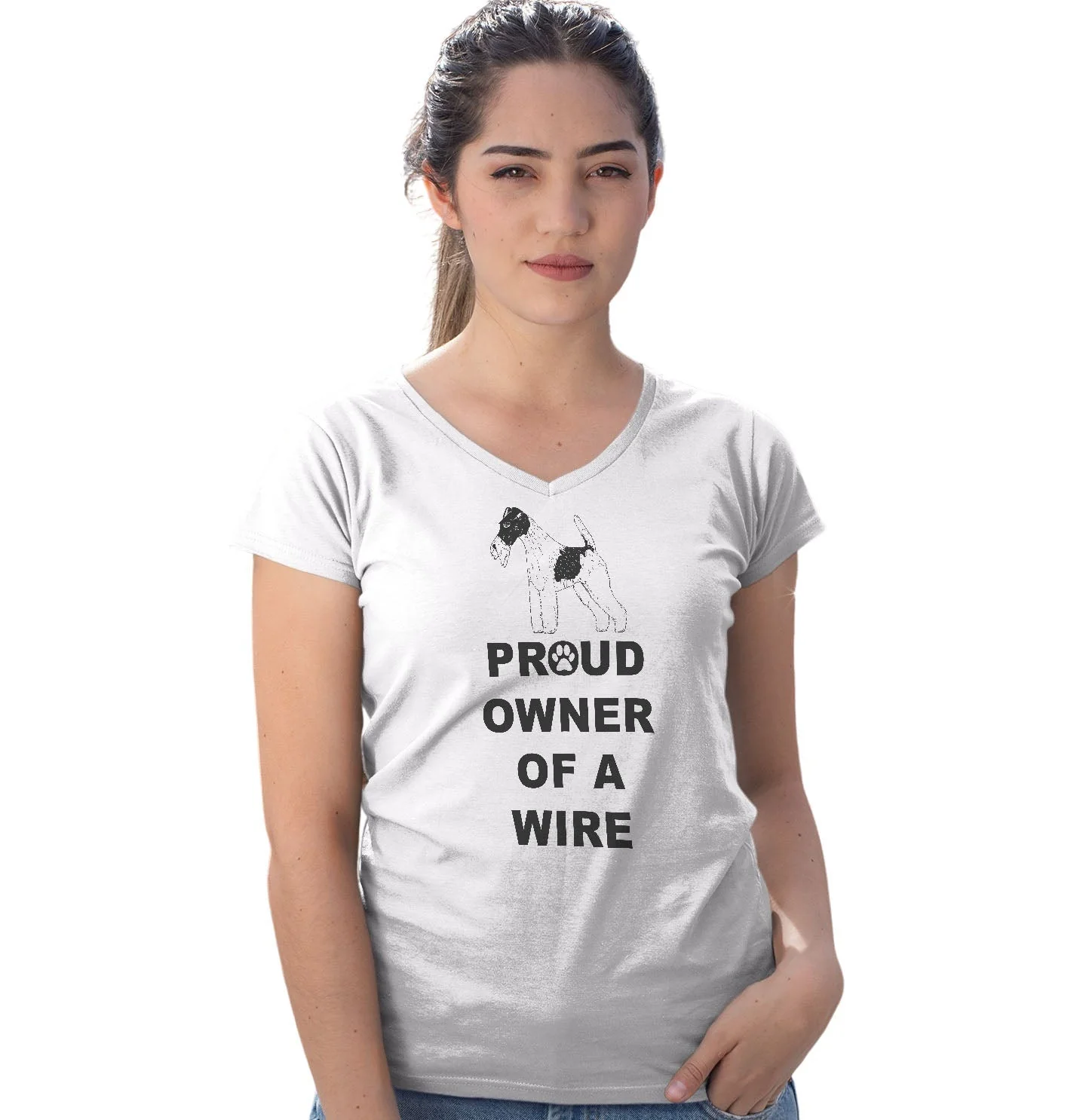 Wire Fox Terrier Proud Owner - Women's V-Neck T-Shirt - Image 3