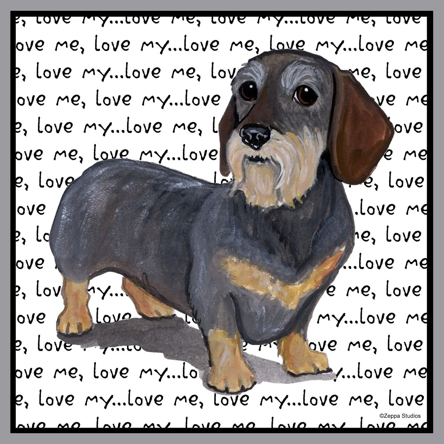 Wire Haired Dachshund Love Text - Adult Unisex Crewneck Sweatshirt - Image 2
