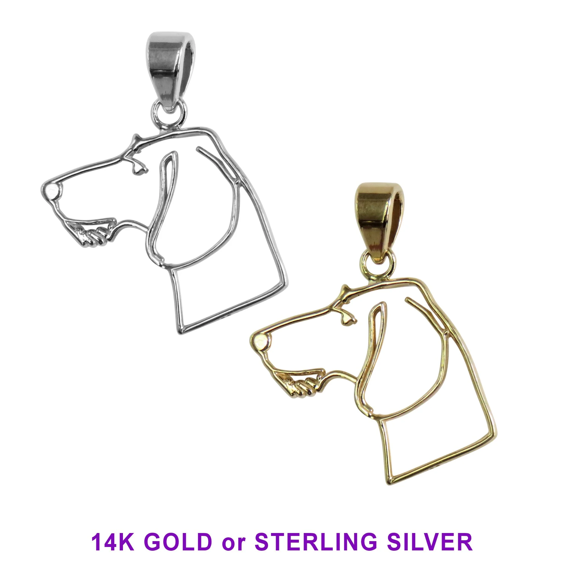 Dachshund (Wirehaired) in 14K Gold Silhouette Head Pendant - Image 4