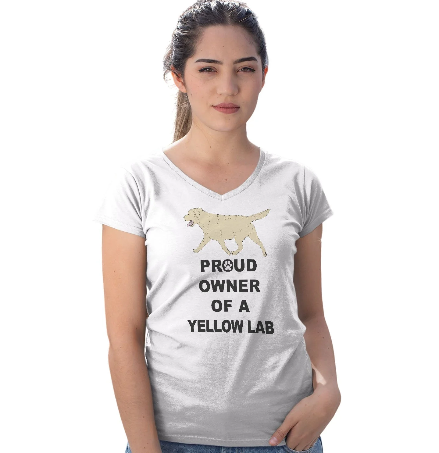 Yellow Labrador Retriever Proud Owner - Women's V-Neck T-Shirt - Image 3